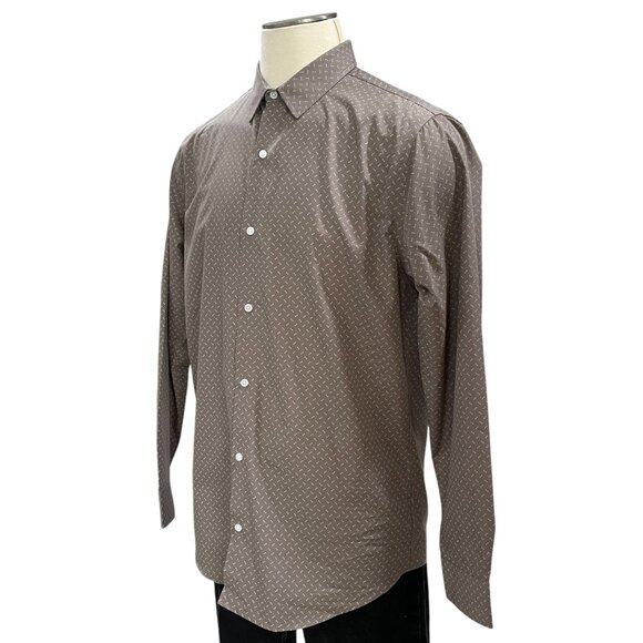 Artefact Mens Slim Fit Dress Shirt XL Brown & White Pattern - Picture 7 of 8